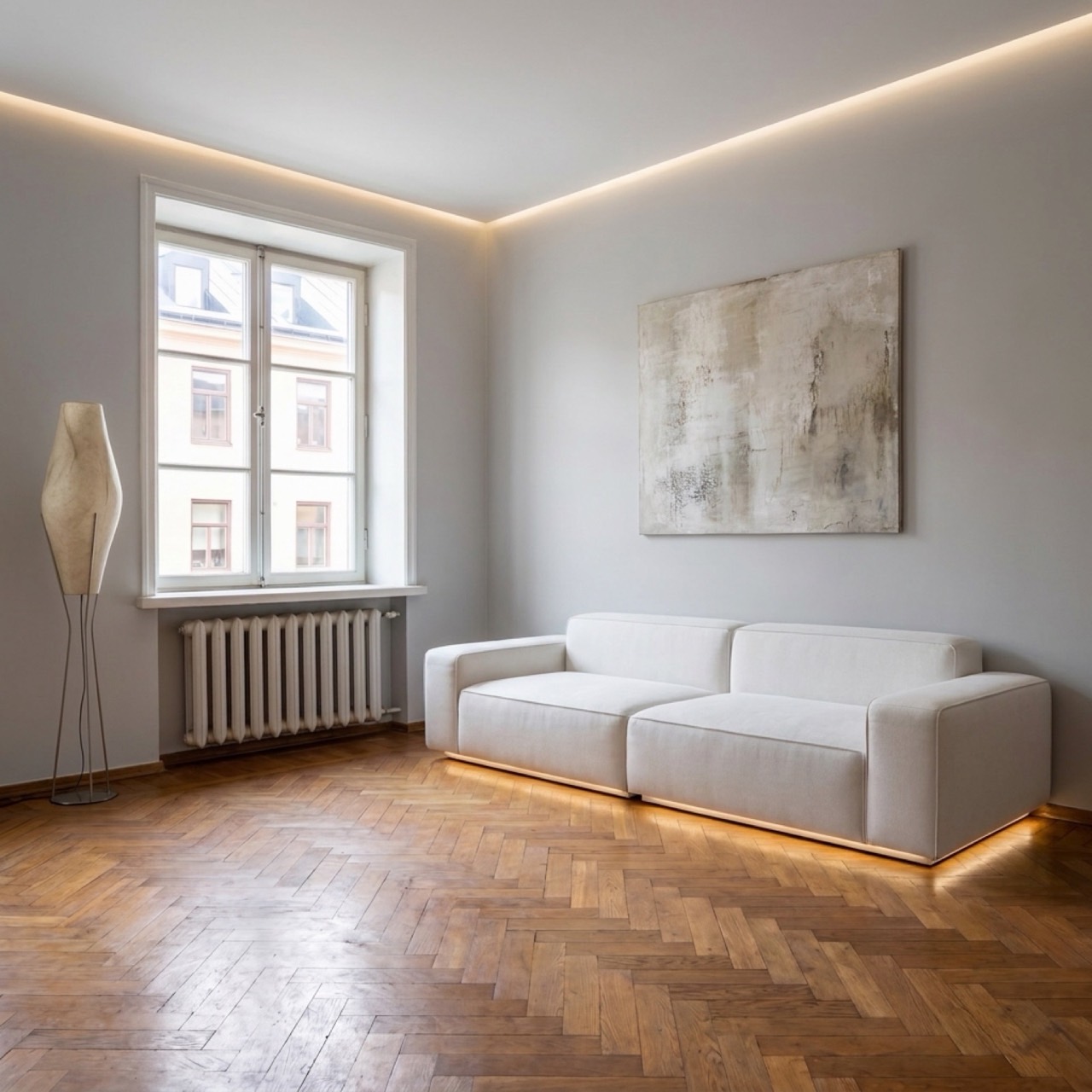 Гостиная после генерации Roomy в стиле минимализм